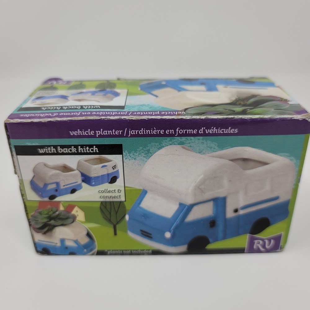 Ceramic RV Camper Van Vehicle‎ Planter Succulent Small Plants Home Decor New - Picture 4 of 8